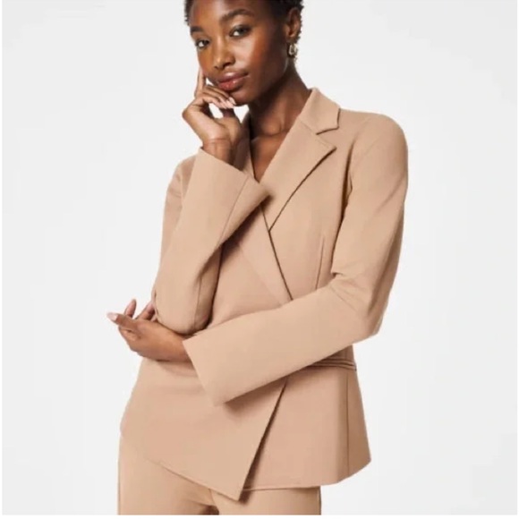 SPANX Perfect Asymmetrical Neutral Business Casual Tailored Blazer In Toffee NWT - Picture 1 of 16